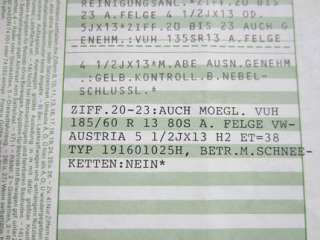 KFZ Brief für VW Polo, Typ 86, EZ 24.02.77 mit div. Eintragungen, in 
