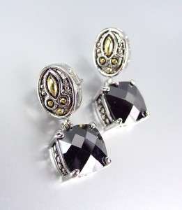Designer Style Balinese Silver Gold Black Onyx CZ Crystal Petite POST 
