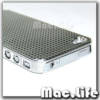 METALLIC SILVER 3D DIAMOND Hard Case Cover for iPhone 4  