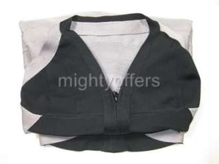 Grey Black Zipper Halter Bodycon Bandage Dress XS S M L  