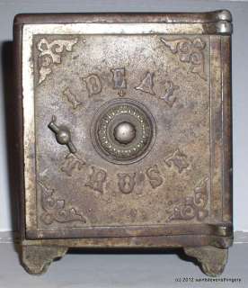 Huge Antique Ideal Trust Cast Iron Combination Bank Safe  