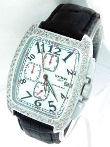 New Mens Locman 487 Diamond Mother of Pearl Aluminum Date Watch Box 
