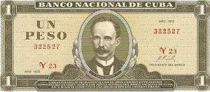 CUBA 1 ONE UN PESO 1972 322527 Y23 BANK NOTE BILL UNC *  