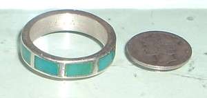 Vintage Southwest Sterling Silver Turquoise Inlaid Ring  