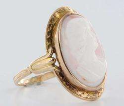   Cameo 14k Gold Cocktail Ring Vintage Estate Heirloom Jewelry  