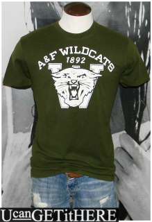   Fitch Sz L A&F WILDCATS T Shirt A&F Green White Muscle Tee NWT  
