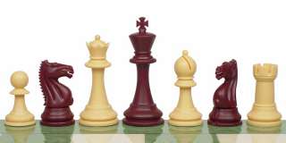 Club Burgundy & Camel Plastic Chess Set 3.75 King  
