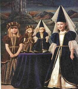 Girls & 18 Doll Dress Medieval Renaissance Pattern 6 8 McCalls 2383 