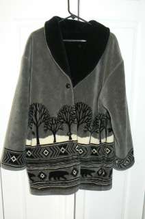   Black BEAR Fleece Winter Coat Jacket Reversible Womens Med  