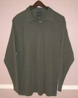 Mens Studio BILL BLASS Green Long Sleeve Polo Shirt L  
