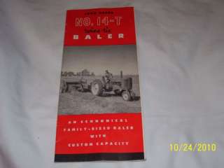 1954 John Deere No. 14T Twine Tie Hay Baler Brochure  