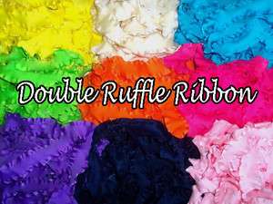 INCH DOUBLE RUFFLE RIBBON 20 YARDS (PICK COLORS)  