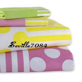 Twin SHEETS~Pink,Yellow,White LARGE Polka Dots,Stripes 