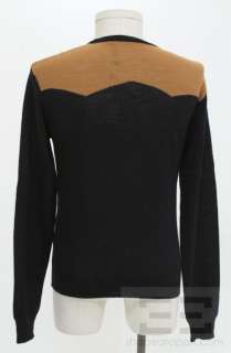 Dsquared Tan & Navy Long Sleeve V Neck Sweater Mens Size Medium 