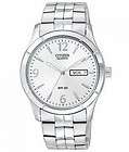 CITIZEN MENS $135 ALL SILVER STAINLESS STEEL DAY DATE 