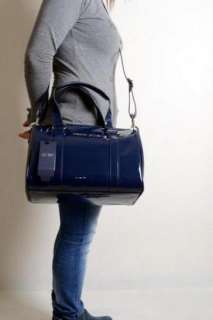 Armani Jeans  borsa handbag pytel cymka bauletto blu vernice tracolla 