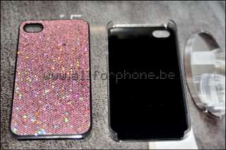   Coque etui housse iPhone 4 Strass paillettes ROSE   ALLFORPHONE
