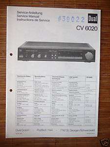 Service Manual für Dual CV 6020 Amplifier, ORIGINAL  