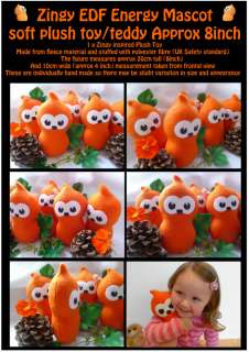 Zingy EDF energy mascot soft teddy toy keepon inspired 20CM (8inch 