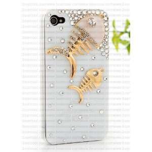  Gold Fish 3D bling Iphone 4 4s crystal diamond iphone 4 