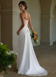 New Stock White/Ivor​y Chiffon Wedding Dress Bridal Gown Size6/8/1 