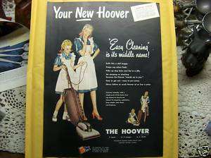 Vtg 1945 ~Ad~ Hoover Upright Vacuum Cleaner Bag Apron  