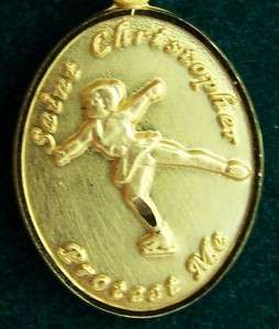 Sterling & Gold St Christopher Figure Skating Medal 925  