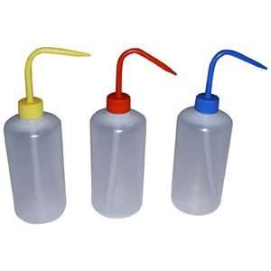 Techni Tool Wash Bottles, 3 pack, Red, Yellow, Blue Caps 