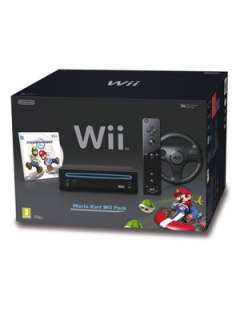 Nintendo Wii Black Console with Mario Kart and Wheel Very.co.uk