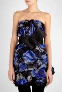 Notte by Marchesa  Strapless Print Ruche Lace Dress by Notte by 