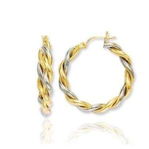    14k Two Tone Gold 1 3/8 in, 5mm Large Twist Hoop Earrings Jewelry