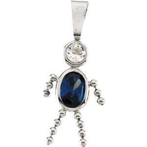    14k White Gold Pendant with Sapphire September Birthstone. Jewelry
