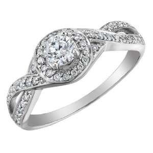  Diamond Engagement Ring 1/2 Carat (ctw) in 14K White Gold 