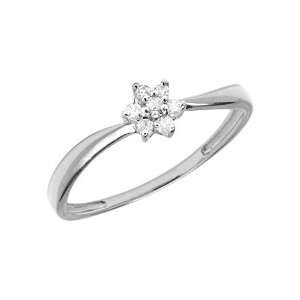  14K White Gold Diamond Cluster Ring (Size 6) Jewelry
