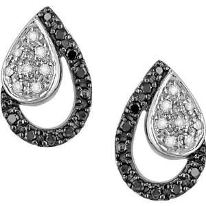   White Gold 1/6 ctw Blue and White Diamond Tear Drop Earrings Jewelry