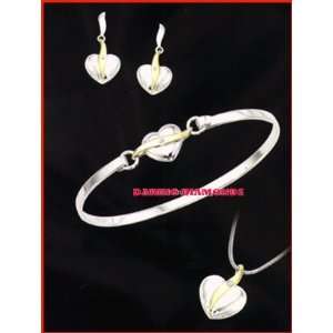   Silver/14 Karat Gold & Diamond Fashion Joy Heart Earrings CSE 200700