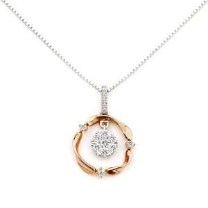 And White Gold Two Tone Tristar Diamond Pendant With 925 Silver Chain 