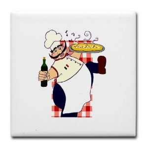  Italian Chef Art Tile Coaster by  Kitchen 