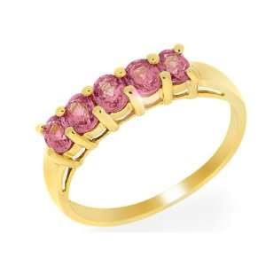  9ct Yellow Gold Pink Orange Sapphire Ring Size 9 Jewelry