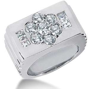  1.85 Ct Men Diamond Ring Wedding Band Round Cut Prong 14k 