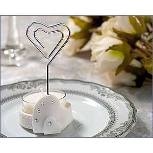Place Card/Candle Holder Includes T Light Heart White Color   Wedding 