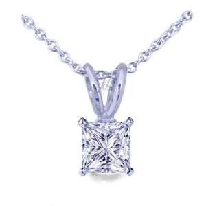 70 Ct Princess Cut Solitaire Diamond Pendant 14K WHITE GOLD VS1 With 