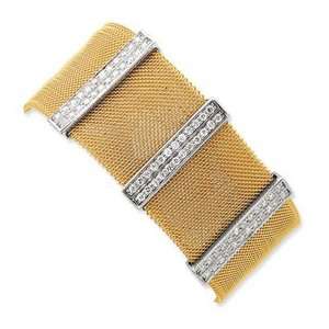   Jewelry Gift Stainless Steel & Sterling Silver Cz Gold Plated Mesh