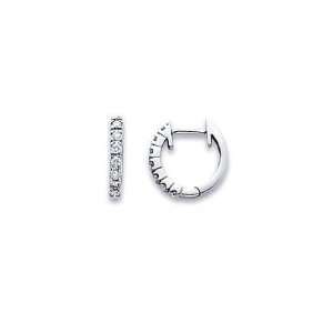 com 14k White Gold Small Diamond Hoop Huggie Earrings1/5ct (G H Color 
