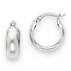  14k White Gold 4mm Round Hoop Earrings Jewelry