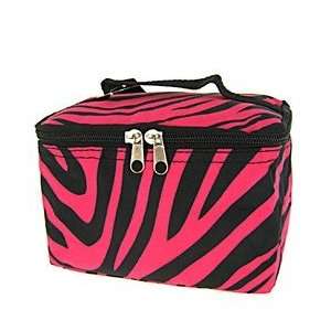   Cute Cosmetic Makeup Bag Case Zebra Print Hot Pink Black Small