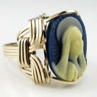 Virgin Mary Cameo Ring 14K Rolled Gold Custom Jewelry  