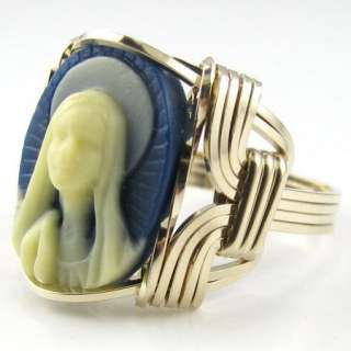 Virgin Mary Cameo Ring 14K Rolled Gold Custom Jewelry  