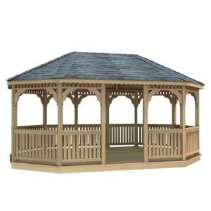  14 x 24 Cedar Oval Gazebo Patio, Lawn & Garden