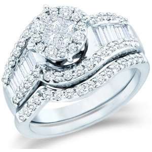    12.5   14k White Gold Diamond Ladies Womens Bridal Engagement Ring 